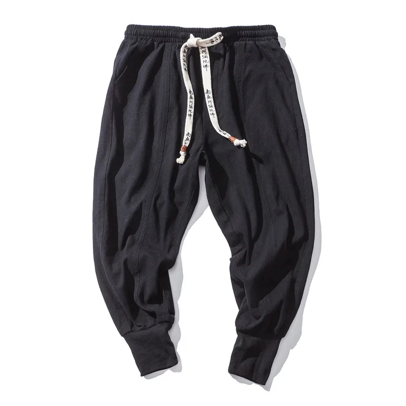 

Chinese-style Autumn And Winter Cotton Linen Closing Loose-Fit Beam Leg Trousers Large Size Skinny Pants Buddha Belt Flax Casual