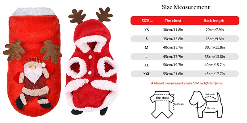 Рождественская Одежда для собак Зимний щенок теплое пальто толстовка Санта Клаус Костюм для собаки щенок комбинезон одежда