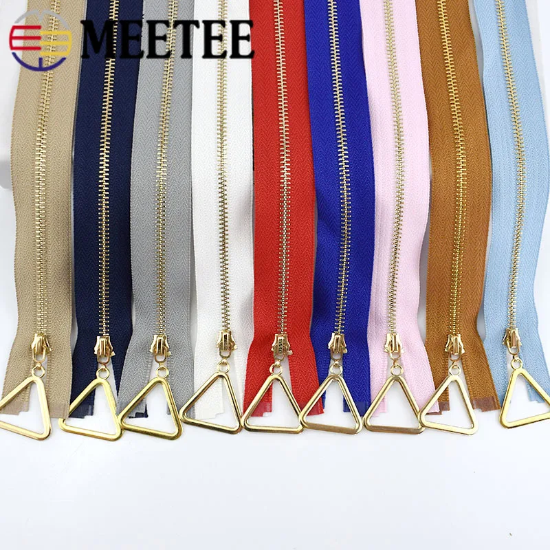 Meetee 2 шт. 40-70 см 3# Металлические молнии открывающийся автоматический замок золотая молния DIY сумки кошелек одежда Декор молния Швейные аксессуары ZA043