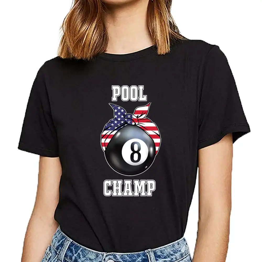 t camisa mujeres piscina campeon jersey para jugadores de billar negro de algodon de mujer camiseta