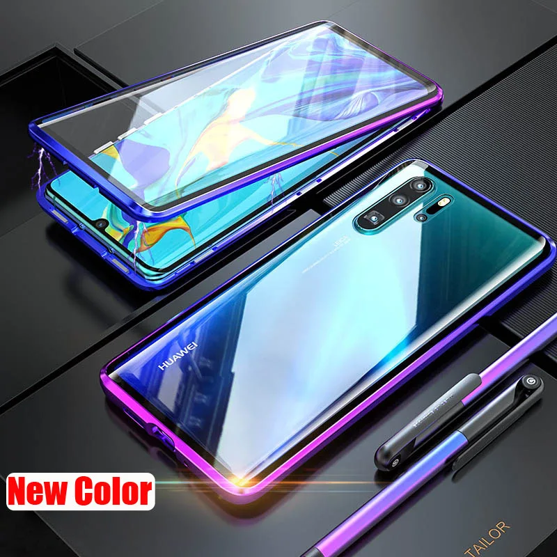 Gradient Blue Роскошный защитный Магнитный чехол для всего тела для huawei P30 Pro P20 mate 20 Pro 360 закаленное стекло задняя крышка huawei P30Pro чехол на - Цвет: Gradient Blue