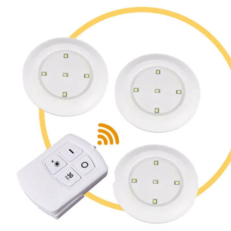 

Portable LED Stick-on Wireless Puck Light Adjustable Brightness Under Cabinet Kitchen Closet Light Touch Sensor Wall Night Light