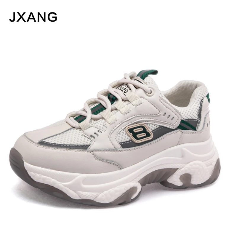 

JXANG　Women Platform Chunky Sneakers high lace-up Casual Vulcanize Shoes luxury Designer Old Dad female fashion Sneakers 2020