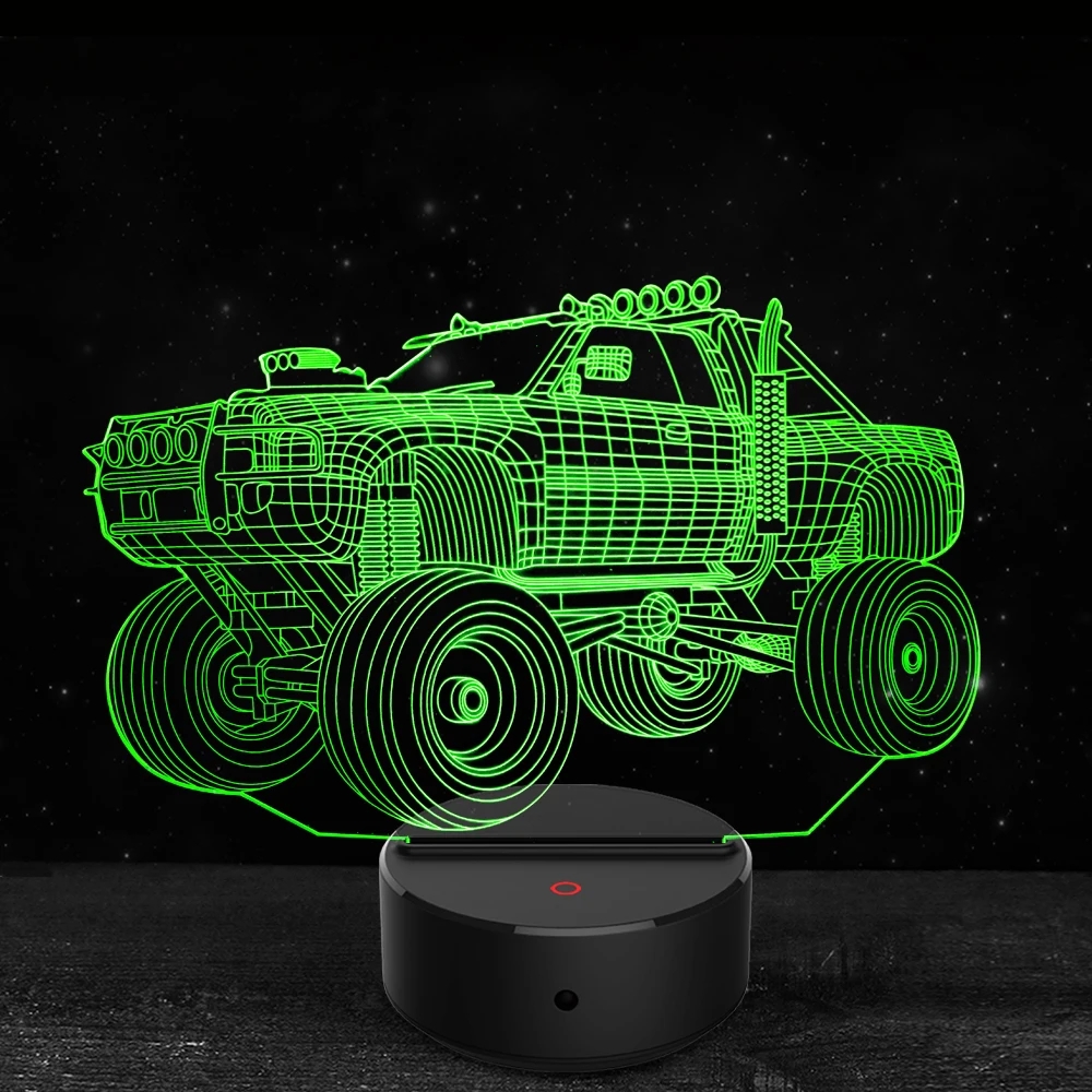 oooo car Светодиодный ночник, сенсорный игрушечный 3D ночник, Детский Светильник, Домашний Светильник для мальчиков и девочек, подарки для детей - Испускаемый цвет: oooo car