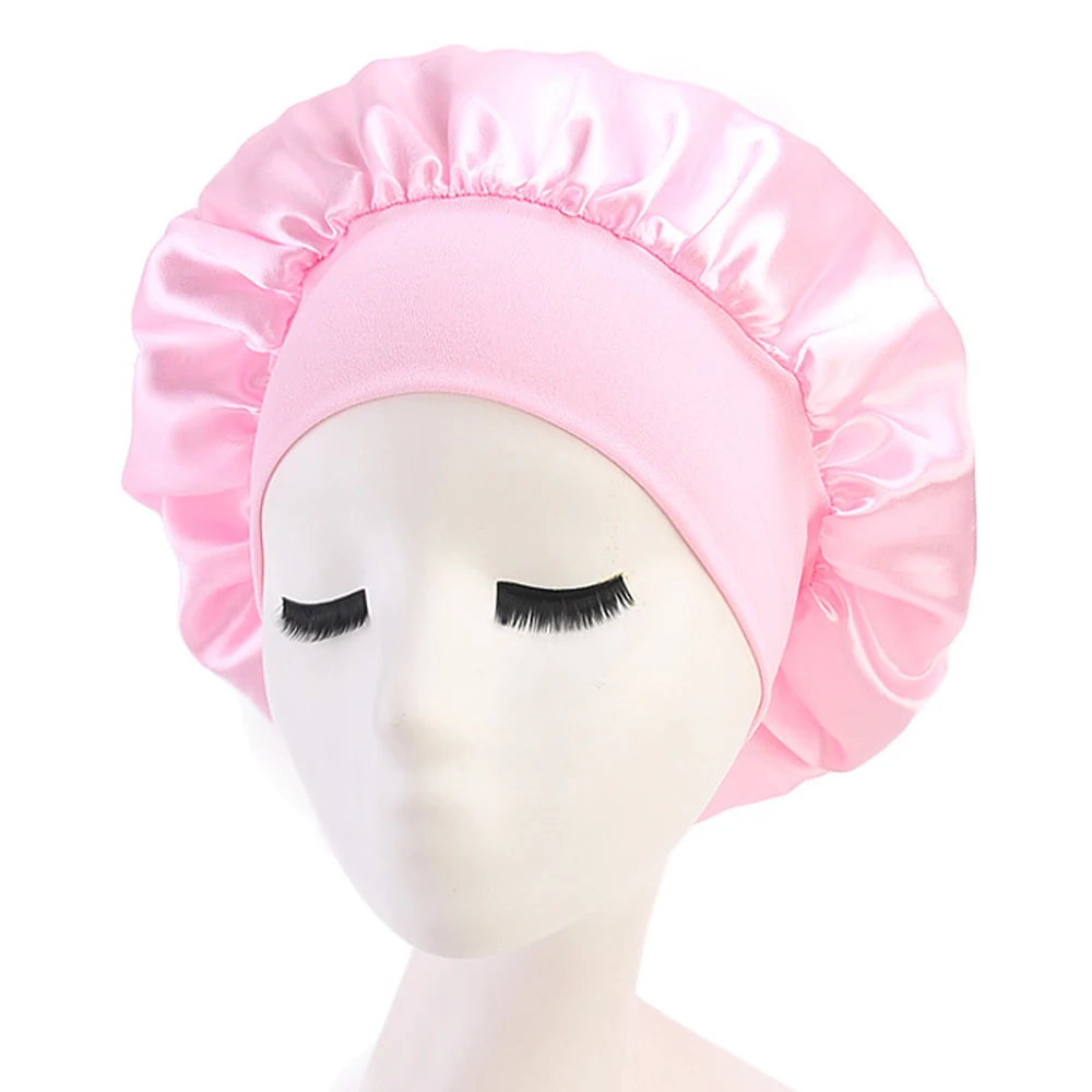 Новая мягкая шелковая женская ночная шапочка для душа, регулируемая Дамская длинная шапочка для ухода за волосами, головной убор, Мягкая атласная шляпа, аксессуары - Цвет: pink 2