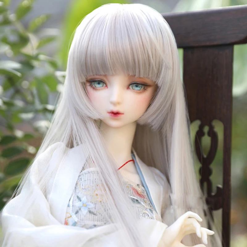 1/3 1/4 1/6 1/8 Long Style Sliver Grey High Temperature Wire BJD Doll Wig Hair Many Color 4