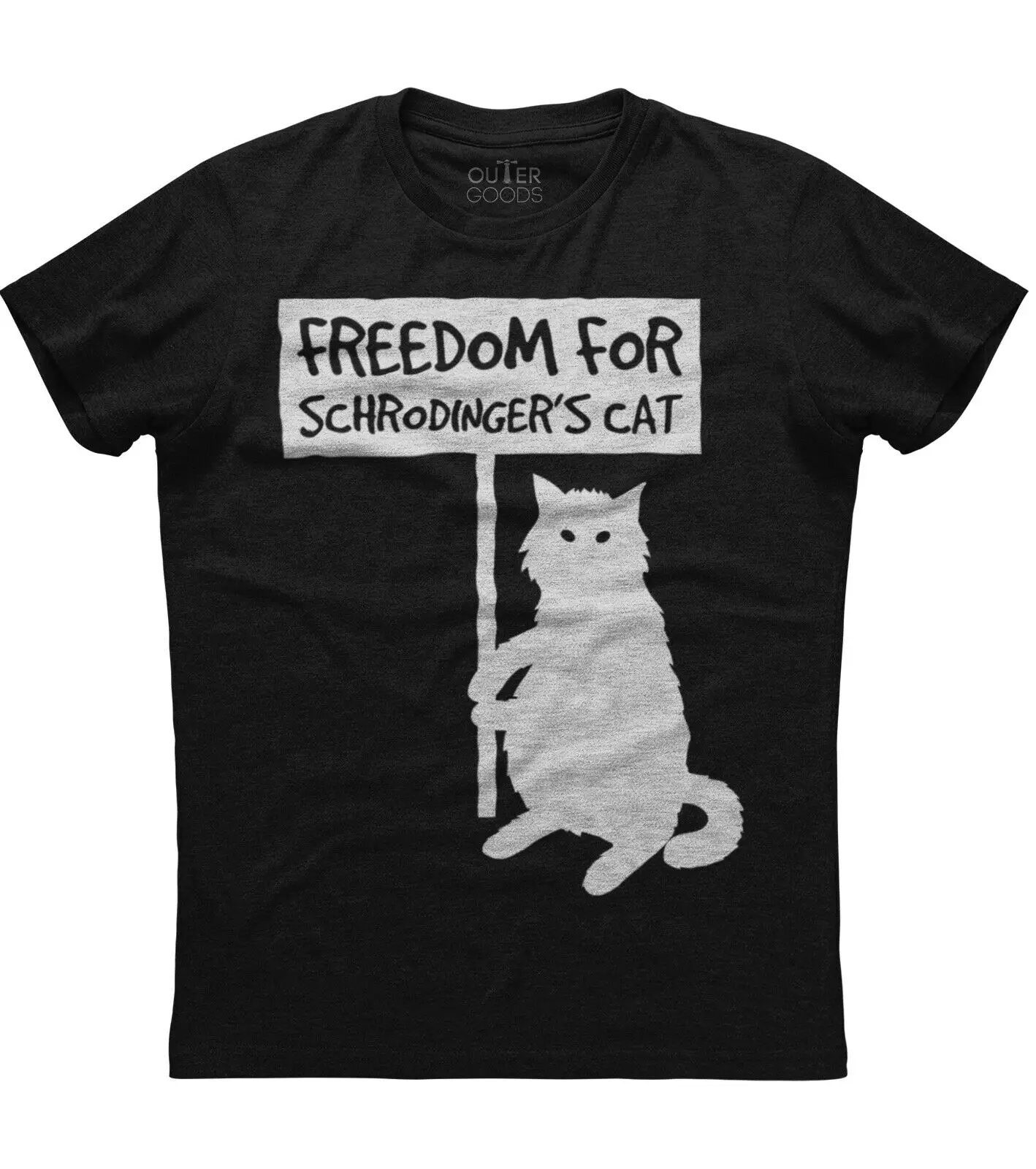 Свобода для кошки шродлингера. Забавная футболка с графическим принтом. Летняя