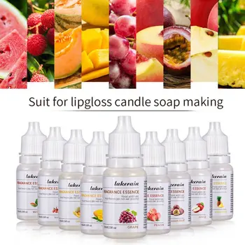 과일 향 향 에센스 오일 드롭, 립 글로스 베이스, DIY 수제 립스틱, 화장품 비건 안전 원료, 10ml