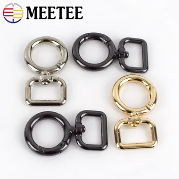 

Meetee 4/10pcs 16mm Square Tail Open Spring Hanging Ring Buckle for Bag Strap Snap Clip O Ring Hook Clasp DIY Luggage Accessory