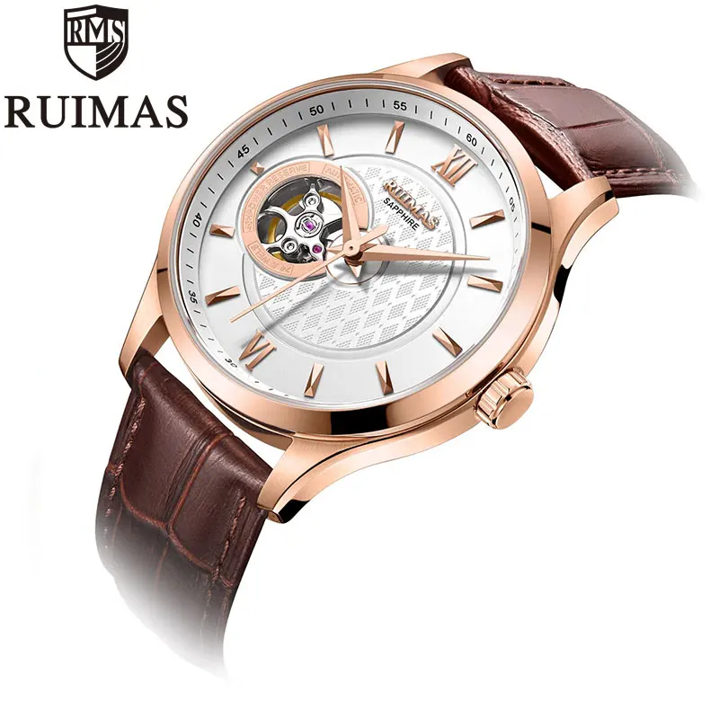 

Watch Men Luxury Top Brand Ruimas New Fashion Genuine Leather Watch Automatic Mechanical Waterproof Watch Male Relogio Masculino