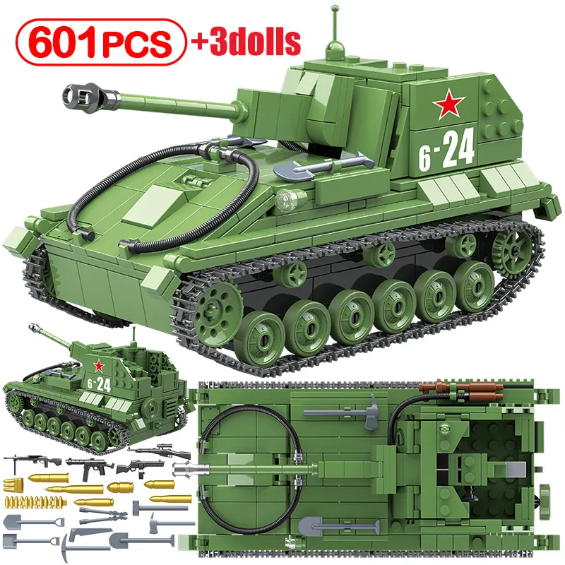 Военные строительные блоки WW2 Marder 3 светильник для солдат боевик фигурки игрушки