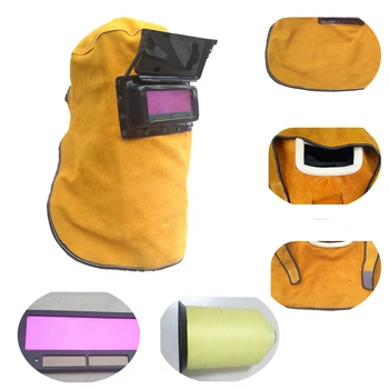 

Casting Helmet Clear View Eye Breathable Hole Durable Easy Use Tool Widely Used Welding Mask Magic Tape Soft Thicken Cowhide