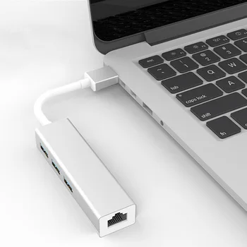 

USB2.0/3.0 to RJ45 Ethernet Adapter 4 Ports Converter for Macbook ASUS Laptop KQS8