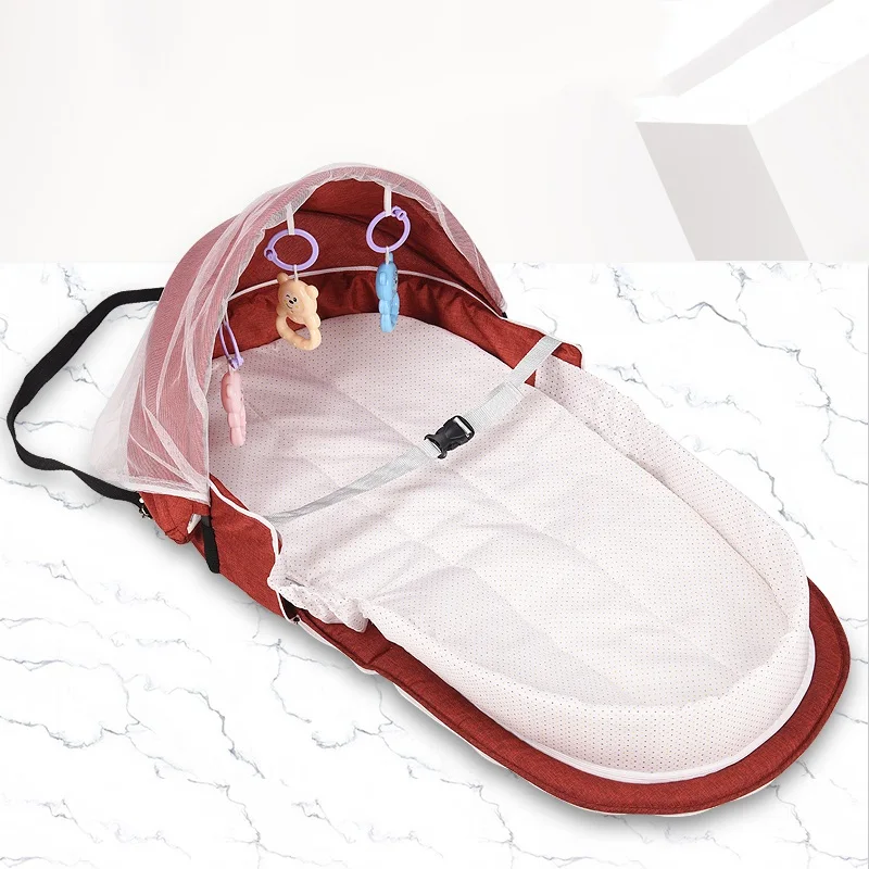 

Baby Portable Bassinet For Baby Foldable Baby Bed Travel Sun Protection Mosquito Net Breathable Infant Sleeping Basket With Toys