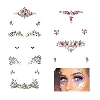 

1 Set Face Rhinestone Sticker Gems Jewels For Party Festival Multi Color Temporary Tattoo Stickers