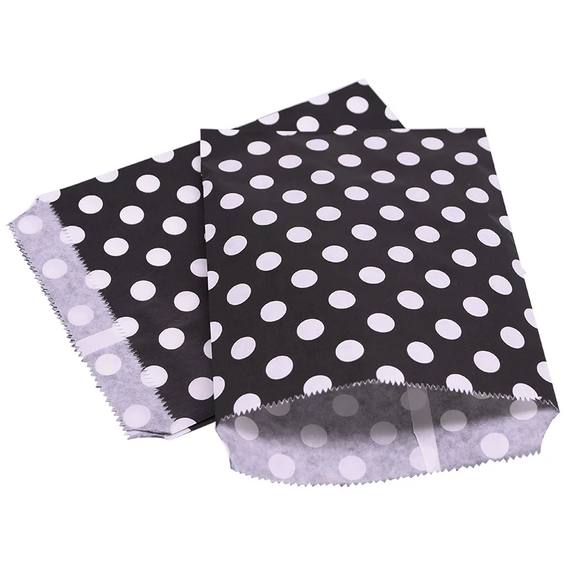 Dot Black 25 шт. разноцветные крафт-бумажные пакеты для конфет с нашивками в горошек, вечерние подарочные пакеты для печенья, Свадебные Рождественские принадлежности - Цвет: Dot Black