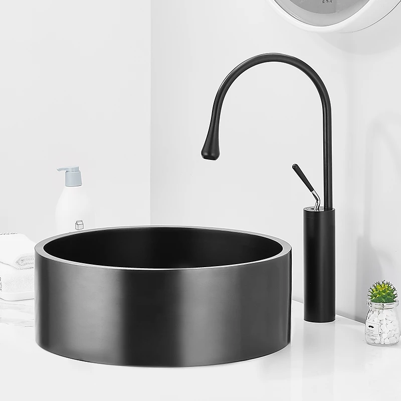 304 круглая раковина из нержавеющей стали черная Столешница Раковина бар КТВ