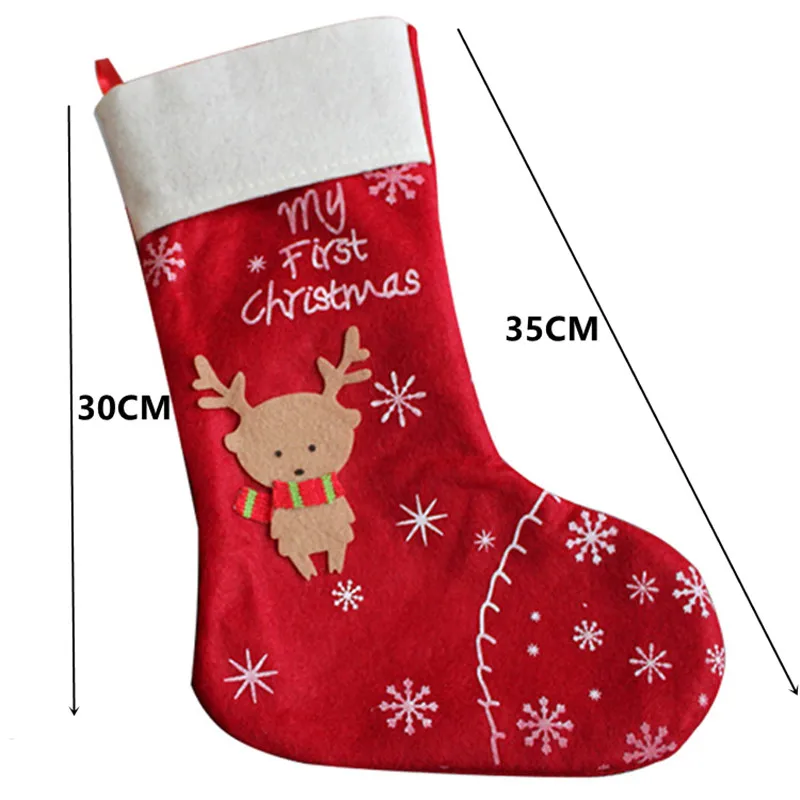 red elk stocking Большие Рождественские Чулки Подарки ткань лося конфеты драги сумки Ноэль подарки Рождественские украшения для дома Рождественская елка год - Цвет: red elk stocking