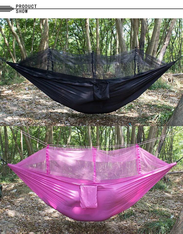 Camping Parachute Fabric Net Hammock Anti-Mosquito Hanging Hamak For Outdoor Patio Sleeping Hamac Swing Tree Bed Beach Chair