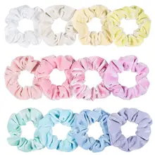 12 шт./упак. Макарон бархатные резинки в виде цветных Для женщин эластичные резинки для волос мягкая Очаровательная нарисованной длинноволосой девочкой, декоративные хвосты держатель
