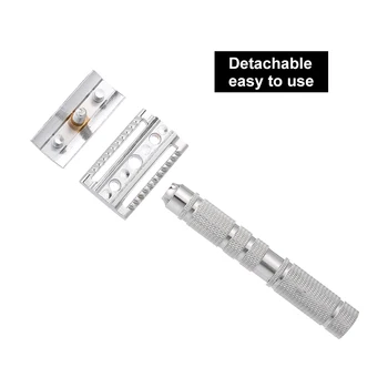 

Double Edge Shaving Razor Safety Beard Razor Metal Manual Mustache Removal Shaving Tool Fashionable & Detachable
