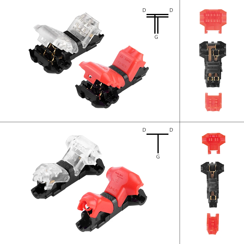 

20Pcs Quick Electrical Cable 1/2 Pin I T Type Connectors Wire Connector Terminals For Wires 22-18AWG For Led Strip Car Electric