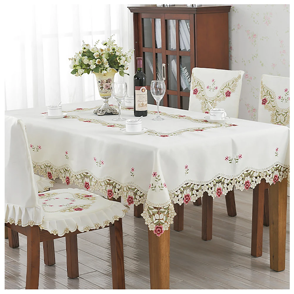 

Lychee European Style Embroidery Table Cloth Simple Rectangle Table Cover Home Wedding Birthday Party Tablecloth
