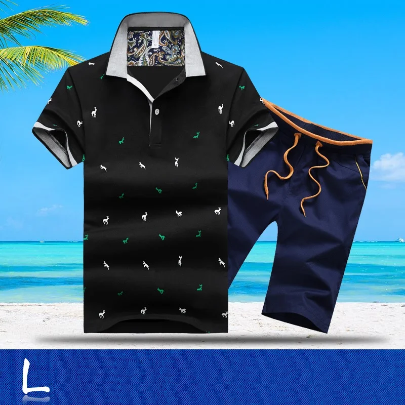 Aismz спортивный костюм для мужчин Moletom Masculino спортивный костюм Летние повседневные хлопковые футболки поло с коротким рукавом+ шорты комплекты