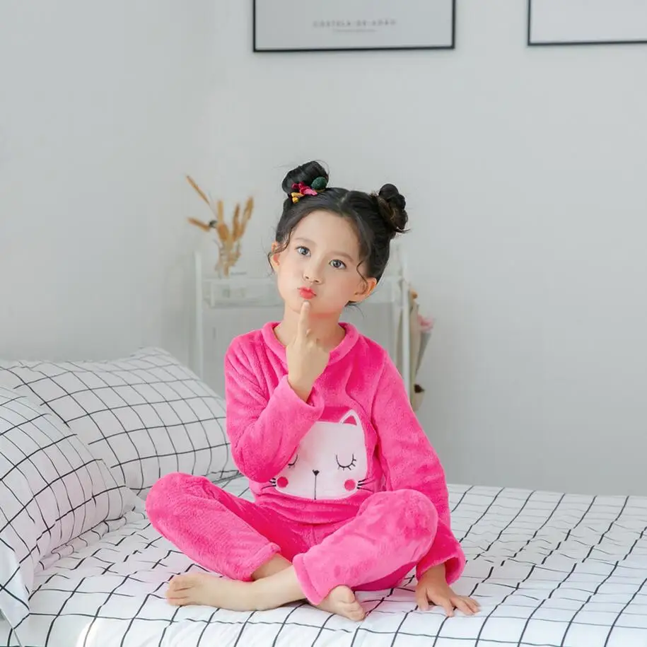 Лидер продаж детская одежда для сна 3-12Year с персонажами из мультфильмов для девочек, пижамные комплекты с плюшевой подкладкой для маленьких мальчиков, одежда для дома, одежда для малышей и детей постарше, ночнушка, Костюмы - Цвет: model 7