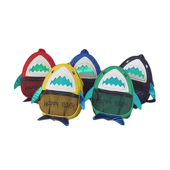 

New Arrival Fashion Unisex Kid Shark Backpack Student Schoolbag Wide Straps Zipper Top Handle Front Mesh Breathable Pocket