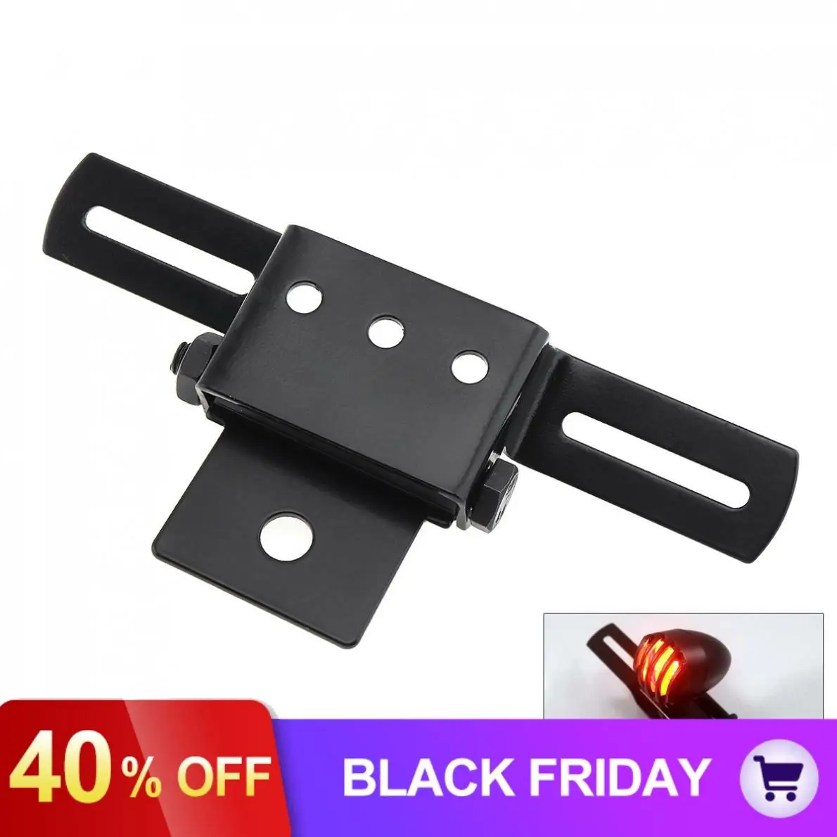 Adjustable Motorcycle License Plate Bracket Taillight Bracket Modified Stainless Steel Mount Holder for Electric Vehicle Scooter
