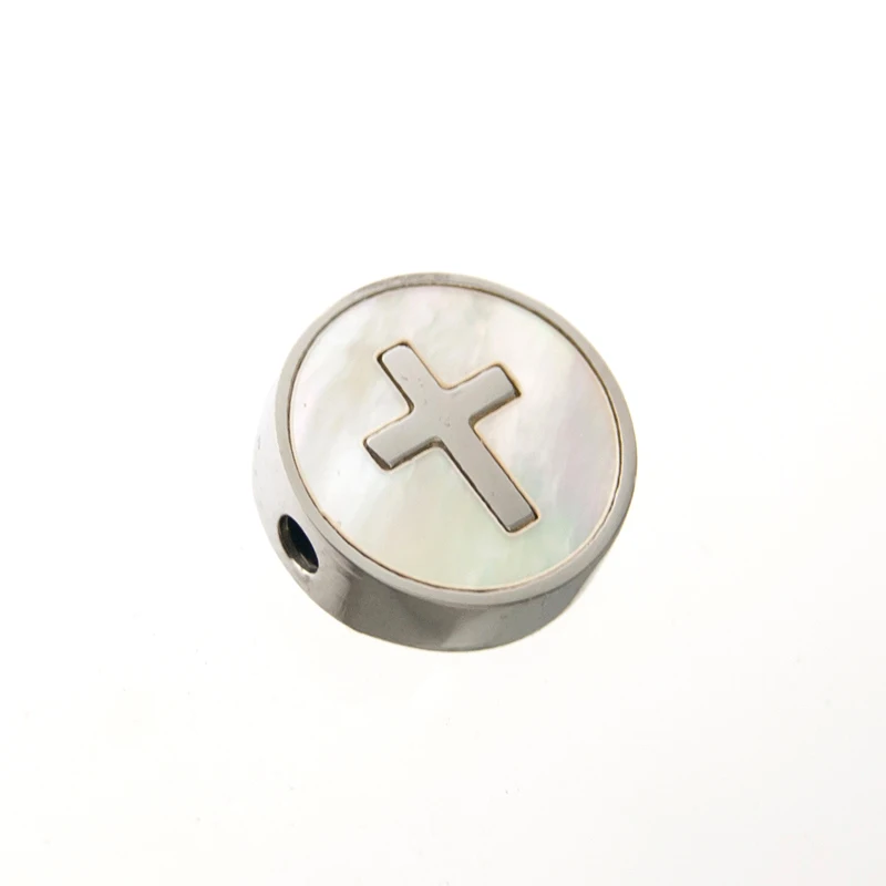 Cross silver Risul маленькое сердце и крест круглое очарование серебро/золото цвет оболочки инкрустация кулон с отверстием для силда оболочки из нержавеющей стали Шарм - Окраска металла: Cross silver