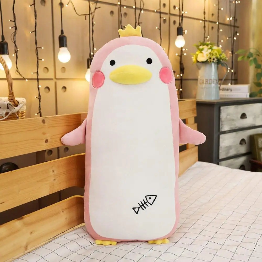 45-100CM Soft Big Penguin Plush Toys Stuffed Cartoon Animal Doll Sleep Pillow Fashion Toy for Kids Baby Lovely Christmas Gifts - Цвет: Розовый