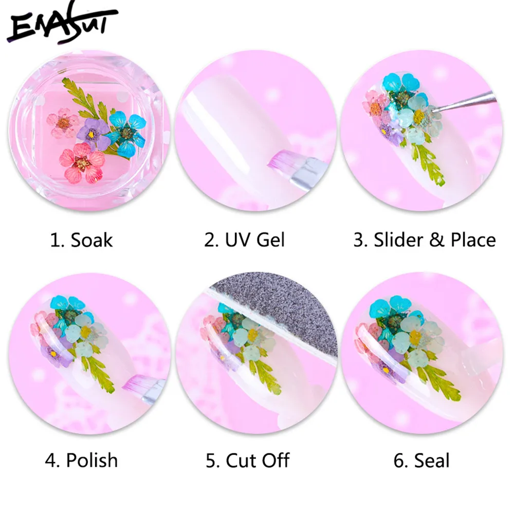 Dried Flowers Nail Art Decoration DIY Natural Pressed Flora Gel Manicure Stickers Hydrangea Leaf 3D Decor Nail Tips