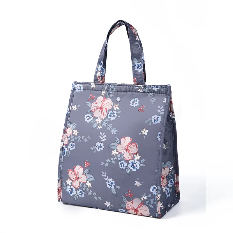 PLEEGA новая свежесть, изоляция холодных тюков, термостойкая оксфордская сумка для обеда, водонепроницаемая удобная сумка для отдыха, милый фламинго, Cuctas Tote, 1 шт - Цвет: A-Gray flowers