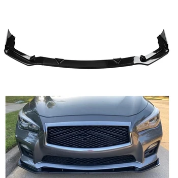 

3Pcs/Set Black Car Front Bumper Lip Body Kit Spoiler Bumper Splitter Diffuser For Infiniti Q50 2014- Car Accessories