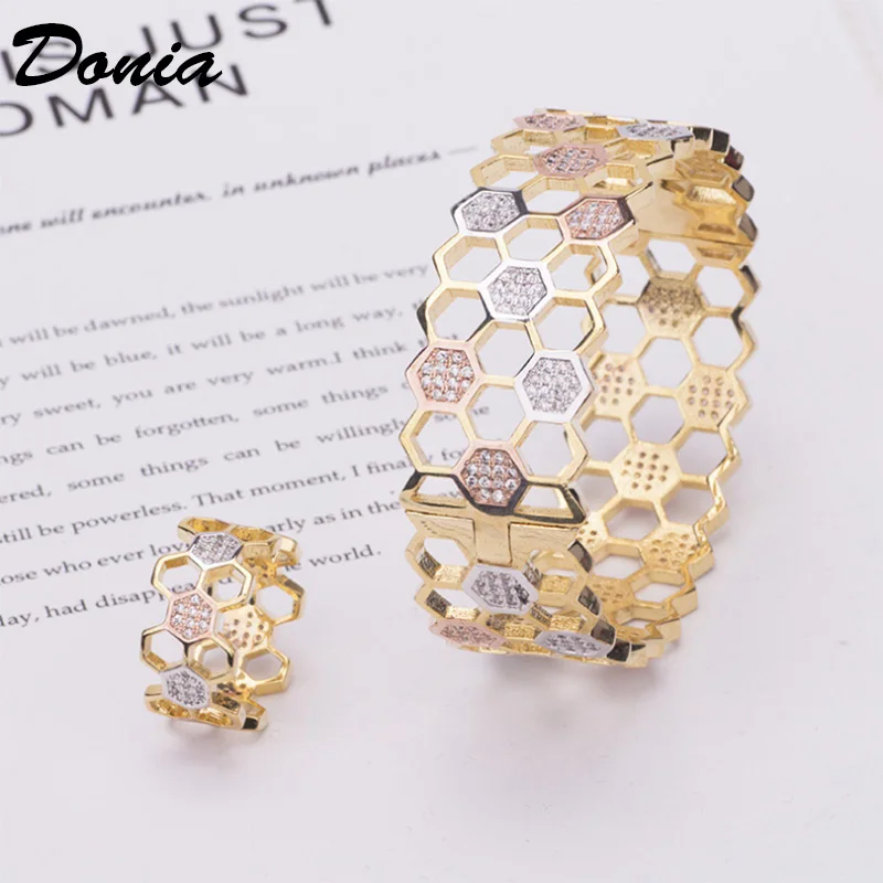 

Donia jewelry New luxury fashion bracelet micro-inlaid AAA zircon bracelet wide version bracelet hollow jewelry