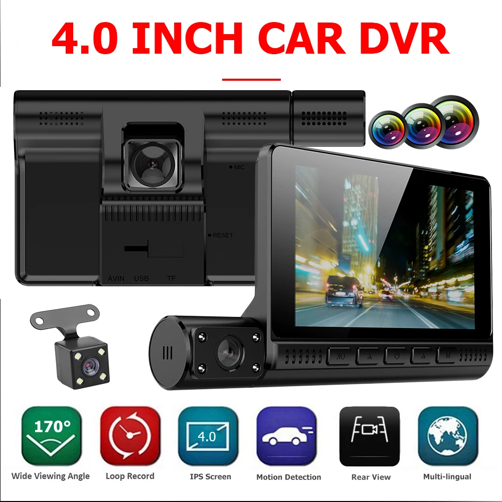 4 0 дюймов Автомобильный видеорегистратор с сенсорным экраном Dashcam Full HD 1080P Dash cam