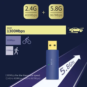

Wireless Network Card Bluetooth 1300M Dual-band Network Card WIFI Desktop Laptop Computer PC Transmitter Adapter Electronic Item
