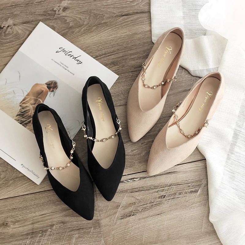 

Women Shoes Shallow Mouth Casual Flat Shoes Fashion Office Lady Pumps High Square Heel Pointed Toe Slip On zapatos mujer U14-23