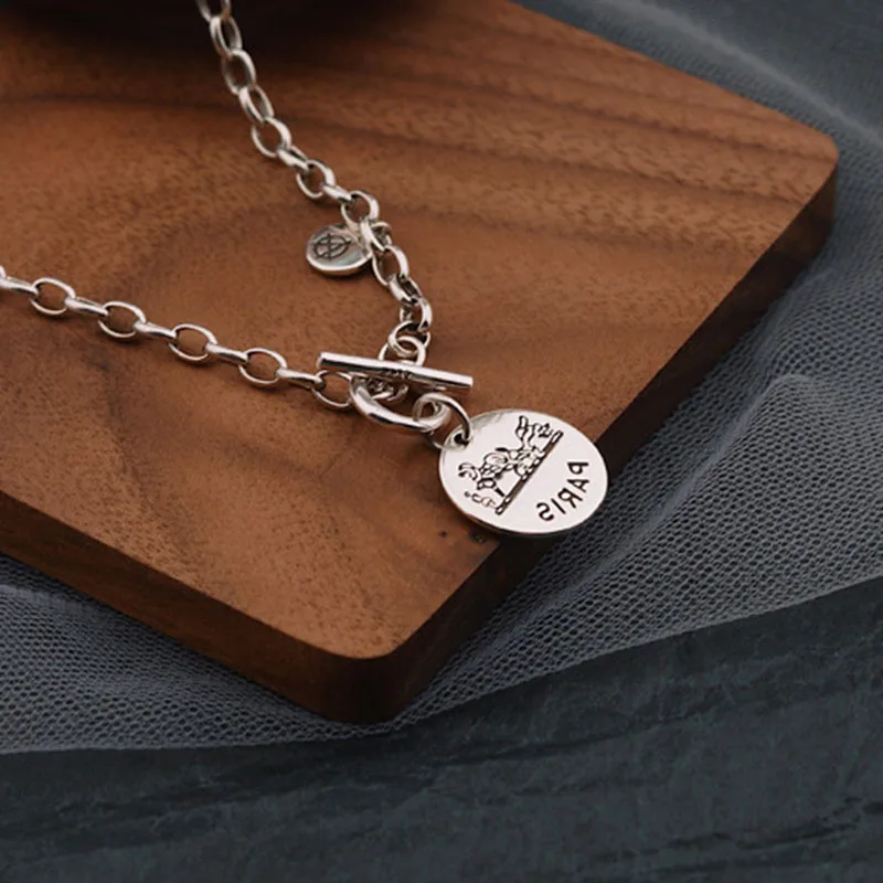 Mewanry 925 Sterling Silver Thick Necklace for Women Trend Punk Vintage Holiday Party Round Card Couples Jewelry Birthday Gifts - Image 3