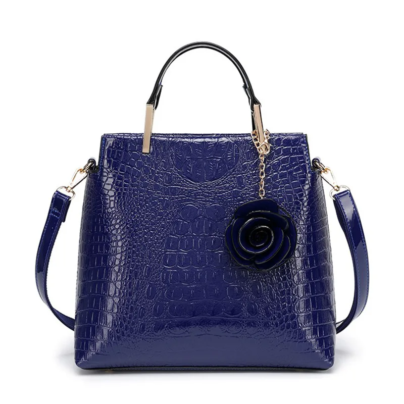 

2019 New Style Lady Bag Patent Leather Crocodile Pattern Hand Cross-body Shoulder Bag Shell Bag Big Brand WOMEN'S Bag Manufactur