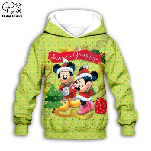 Kids hoodies Детские толстовки с капюшоном с объемным принтом рождественской елки Микки Мауса; костюмы Санта-Клауса; kawaii; толстовки на молнии для мальчиков и девочек; футболки и брюки - Цвет: Kids hoodies