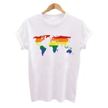 Печать на футболки ЛГБТ карта для холлари молодежи Organnic короткий рукав Футболка пользовательские мужские онлайн футболки