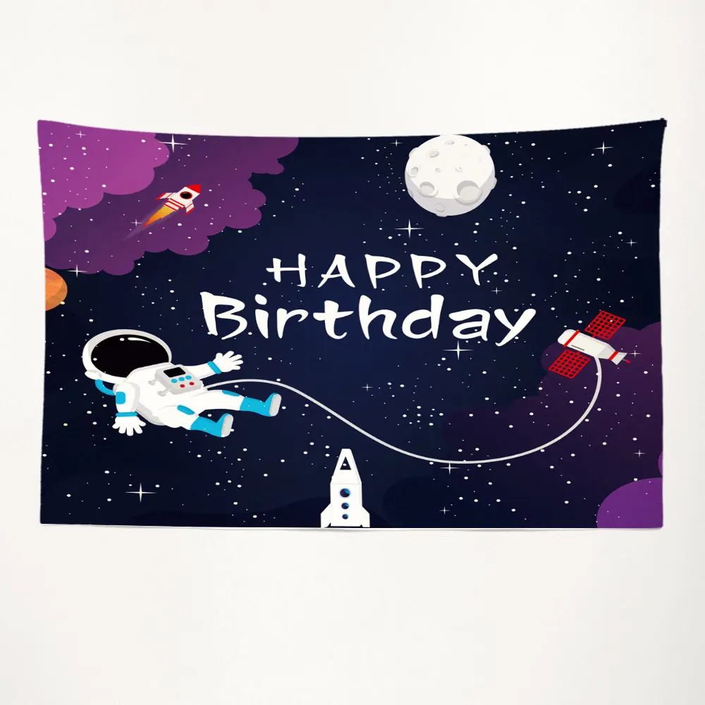 

Birthday Photography Background Dessert Cake Backdrop Party Decoration Tapestry Baby Shower Poster Party Astronaut Space TT185