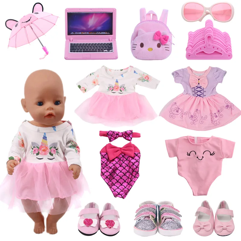 Doll Clothes Unicorns, Swimsuits For 18 Inch American&43Cm Baby New Born Doll Our Generation , For Baby Birthday Festival Gift kawaii 26 items lot fashion doll wear clothes kids toys mini shoes lover outs swimsuits accessories for barbie ken diy game