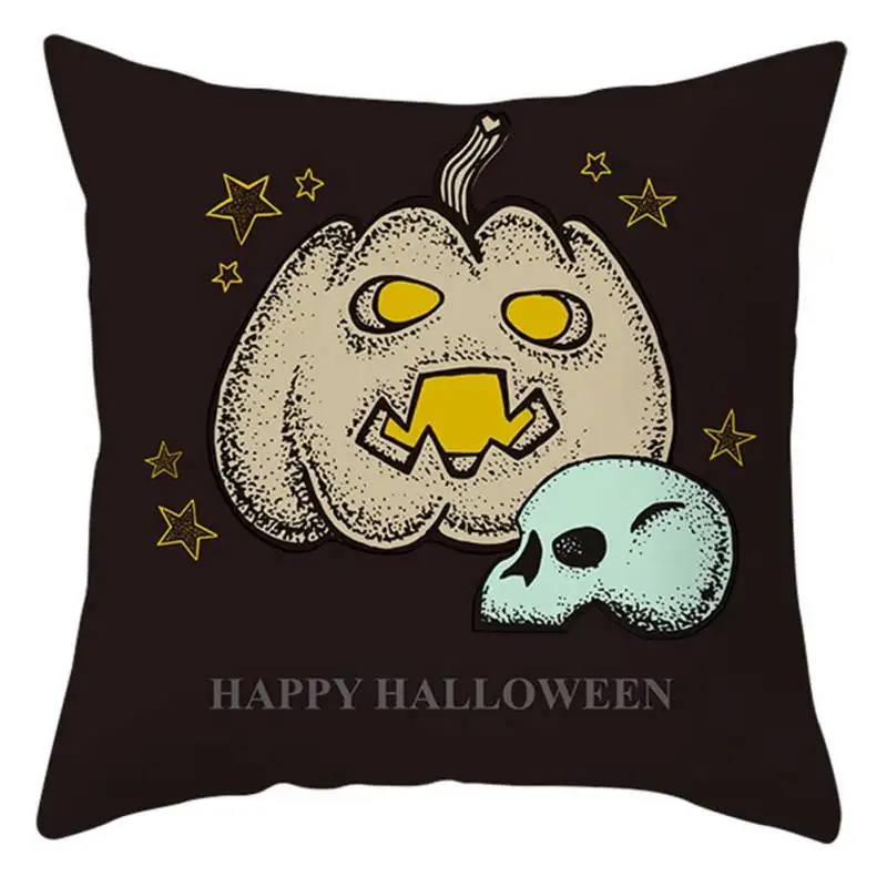 B5 New Arrival 45cm*45cm Halloween Peach Velvet Pillowcase Cat Ghost Witch Pumpkin Printed Square Pillowcase Home Pillowcase - Цвет: B5