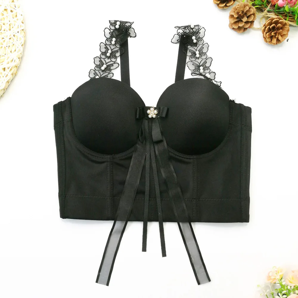 A1060 New Fashion Lace Camisole Fish Bone Ladies Bow Sexy Women Wholesale Corset Overbust Bustier Crop Tops