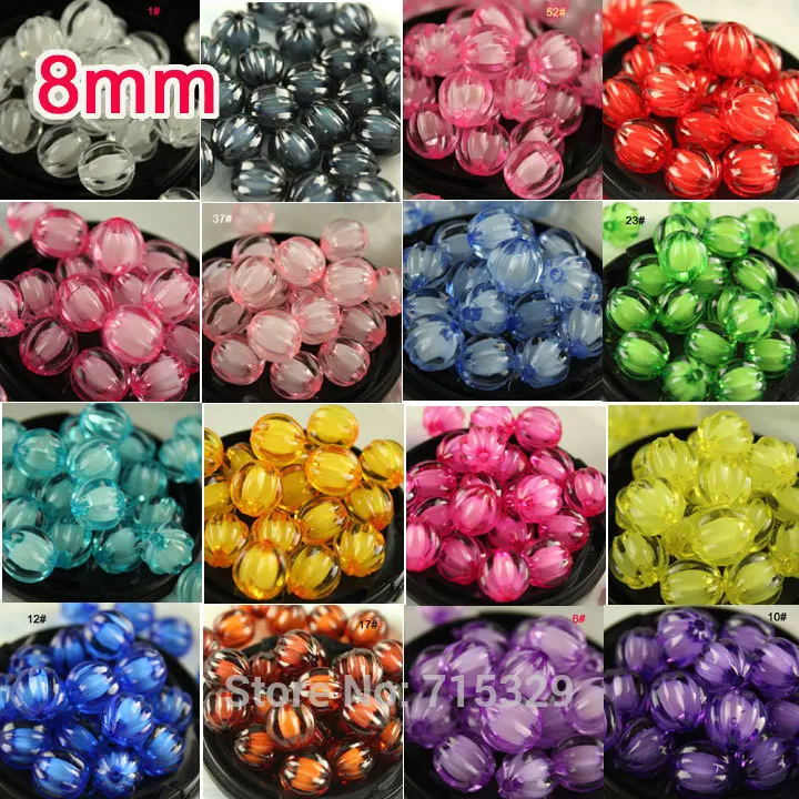 8mm 100pcs Acrylic Transparent Chunky bubblegum Pumpkin shape Bead Toys DIY Educational Material | Украшения и аксессуары