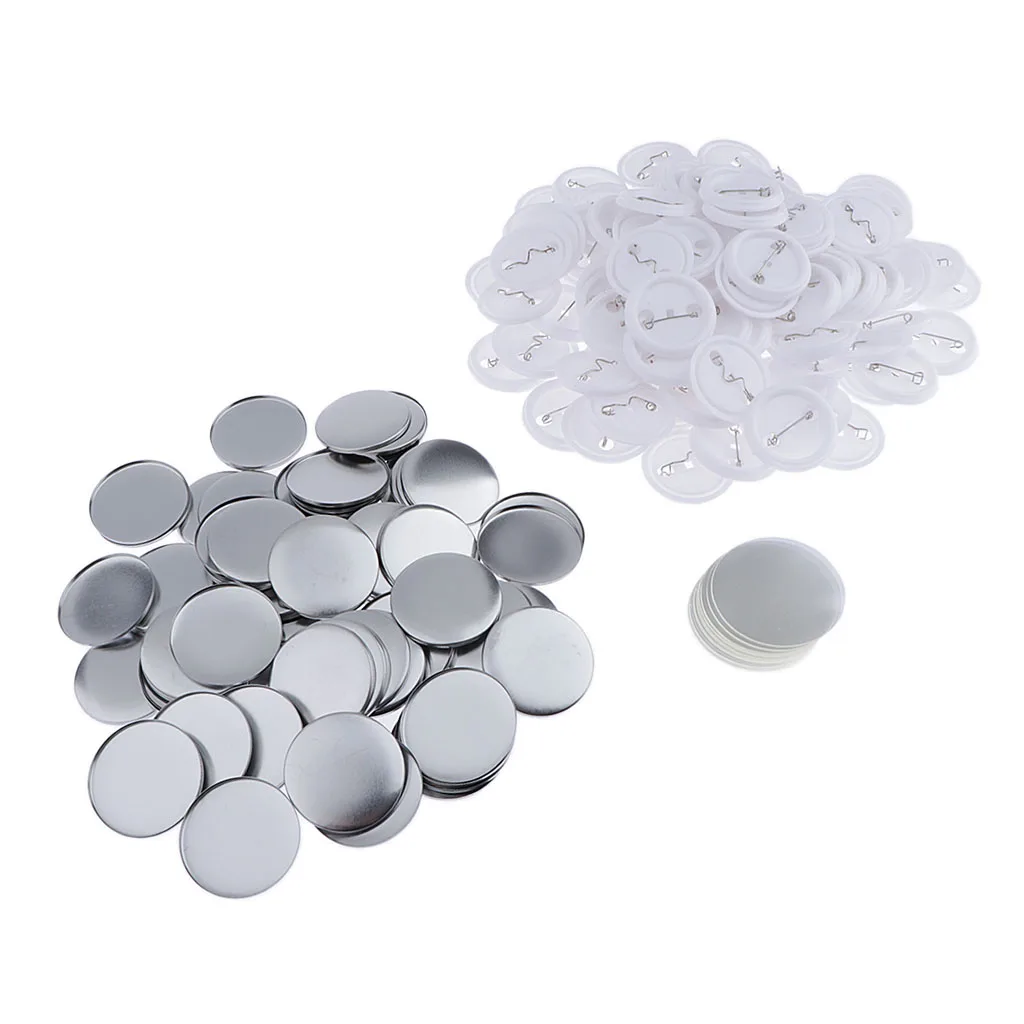 100 Sets 44mm Top/Bottom Cover Pin Button Parts for Badge Maker Machine
